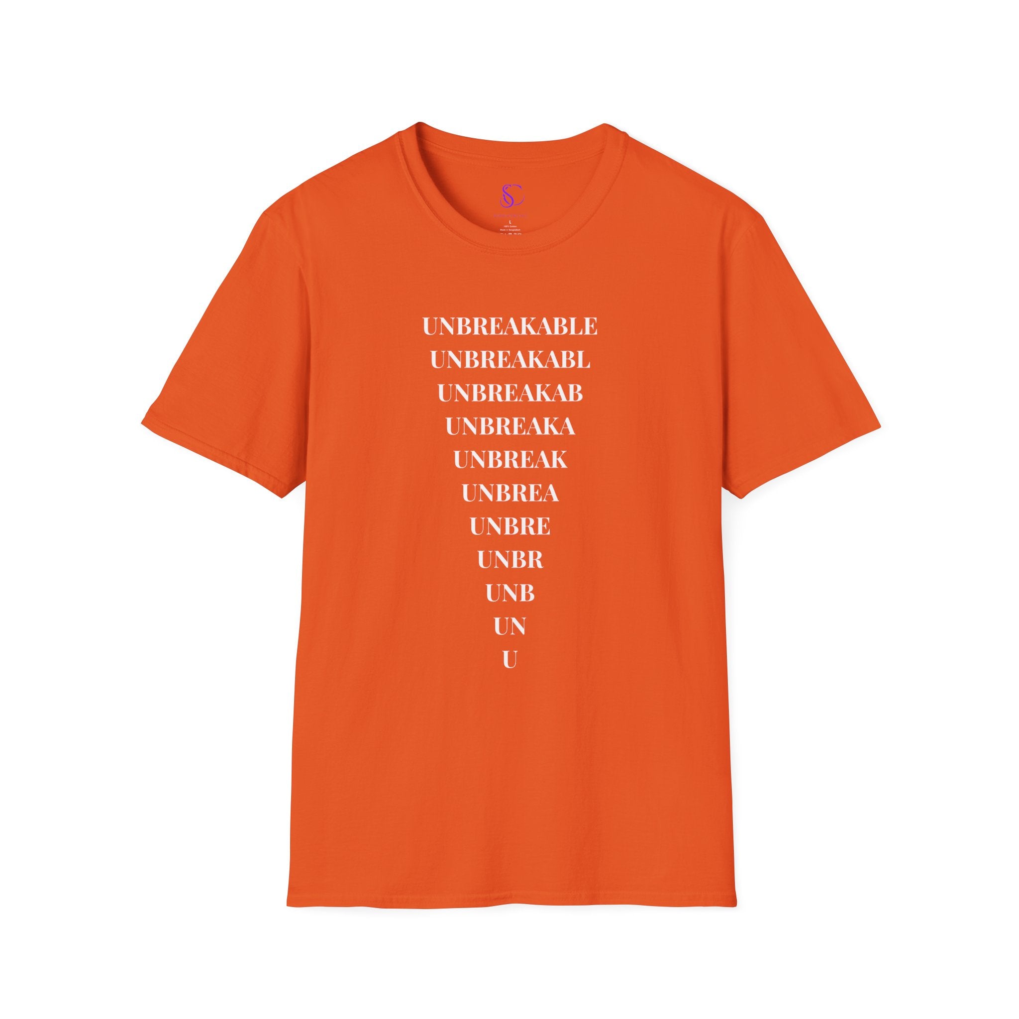 "Unbreakable" Vertical Fade T-Shirt — Motivational Typography Tee
