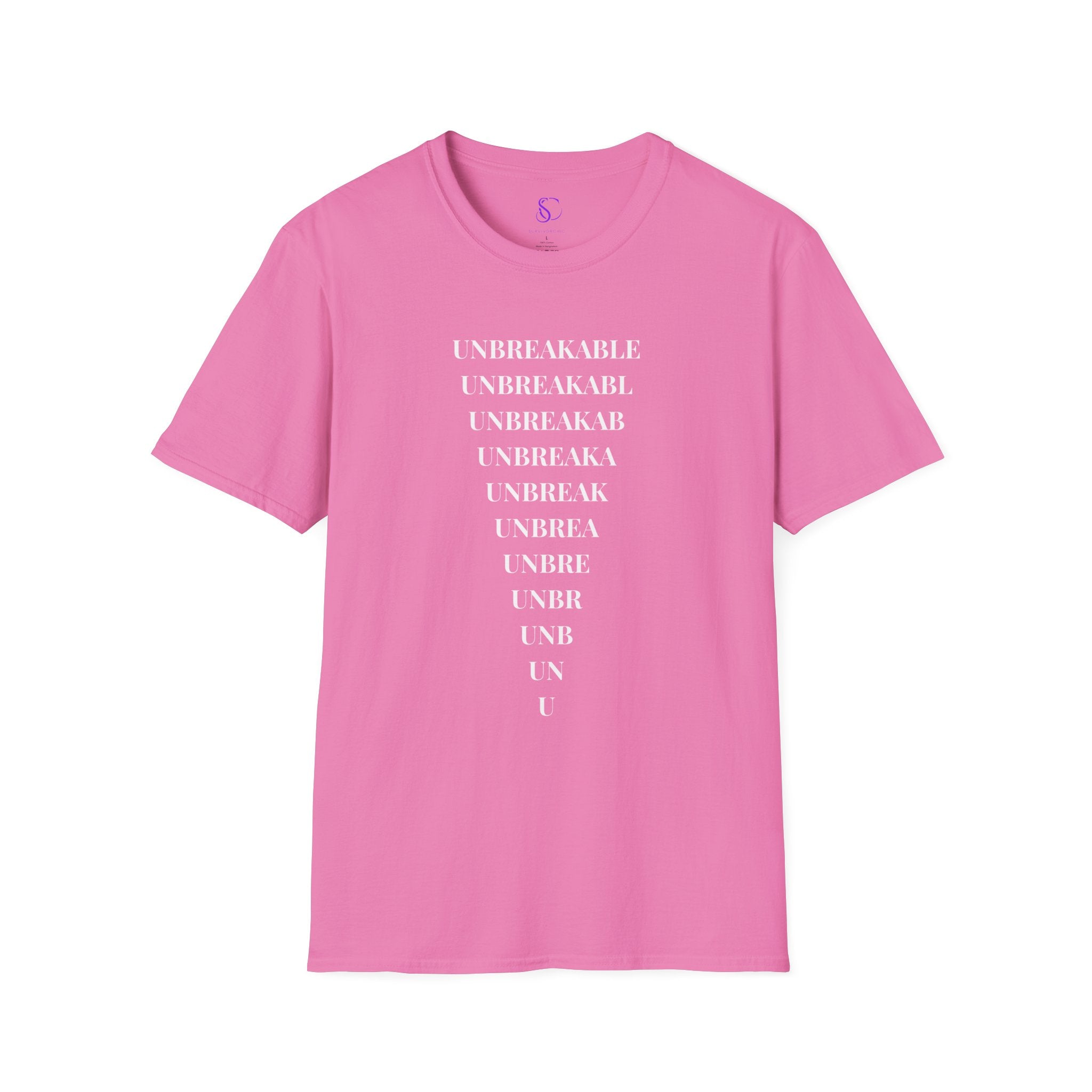 "Unbreakable" Vertical Fade T-Shirt — Motivational Typography Tee