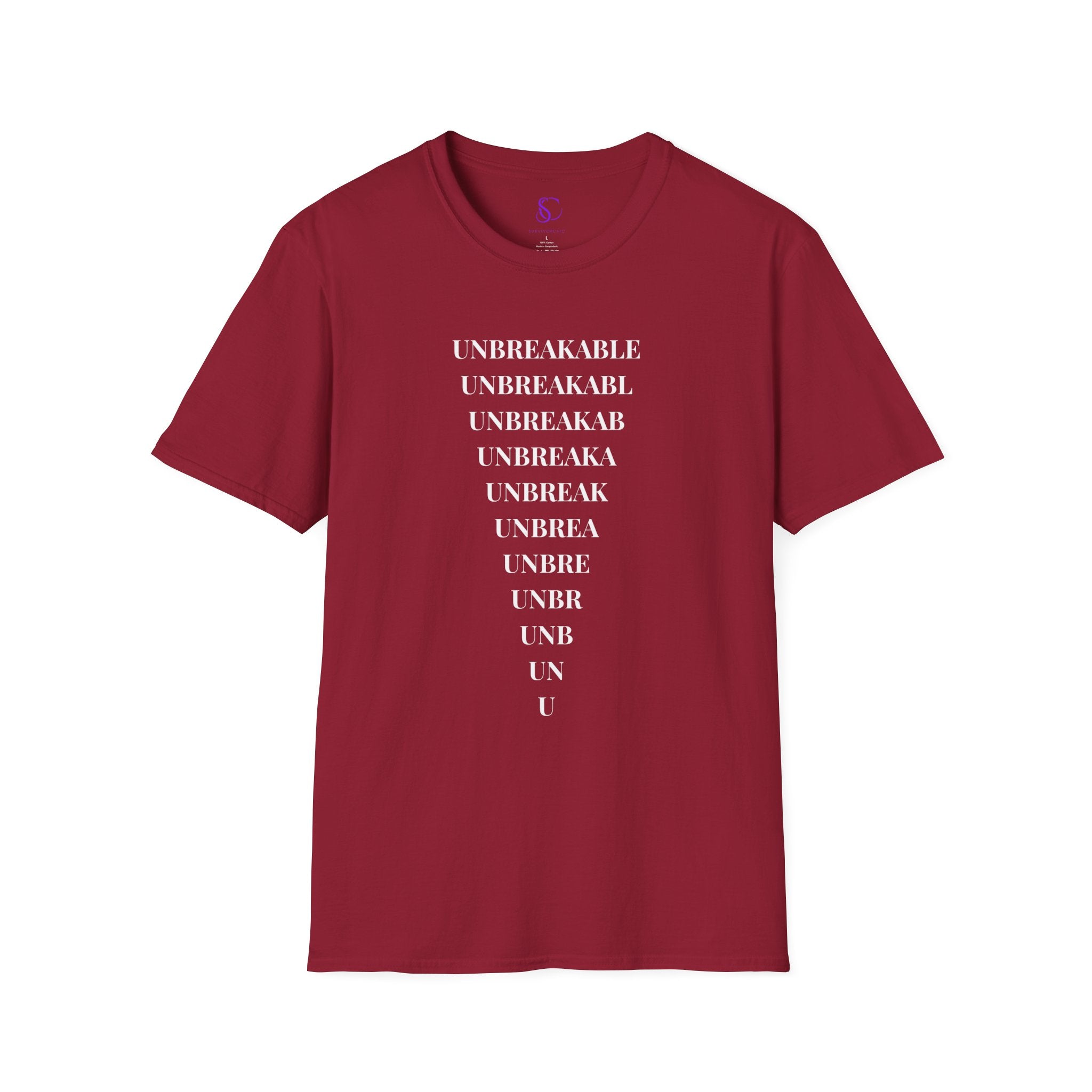 "Unbreakable" Vertical Fade T-Shirt — Motivational Typography Tee