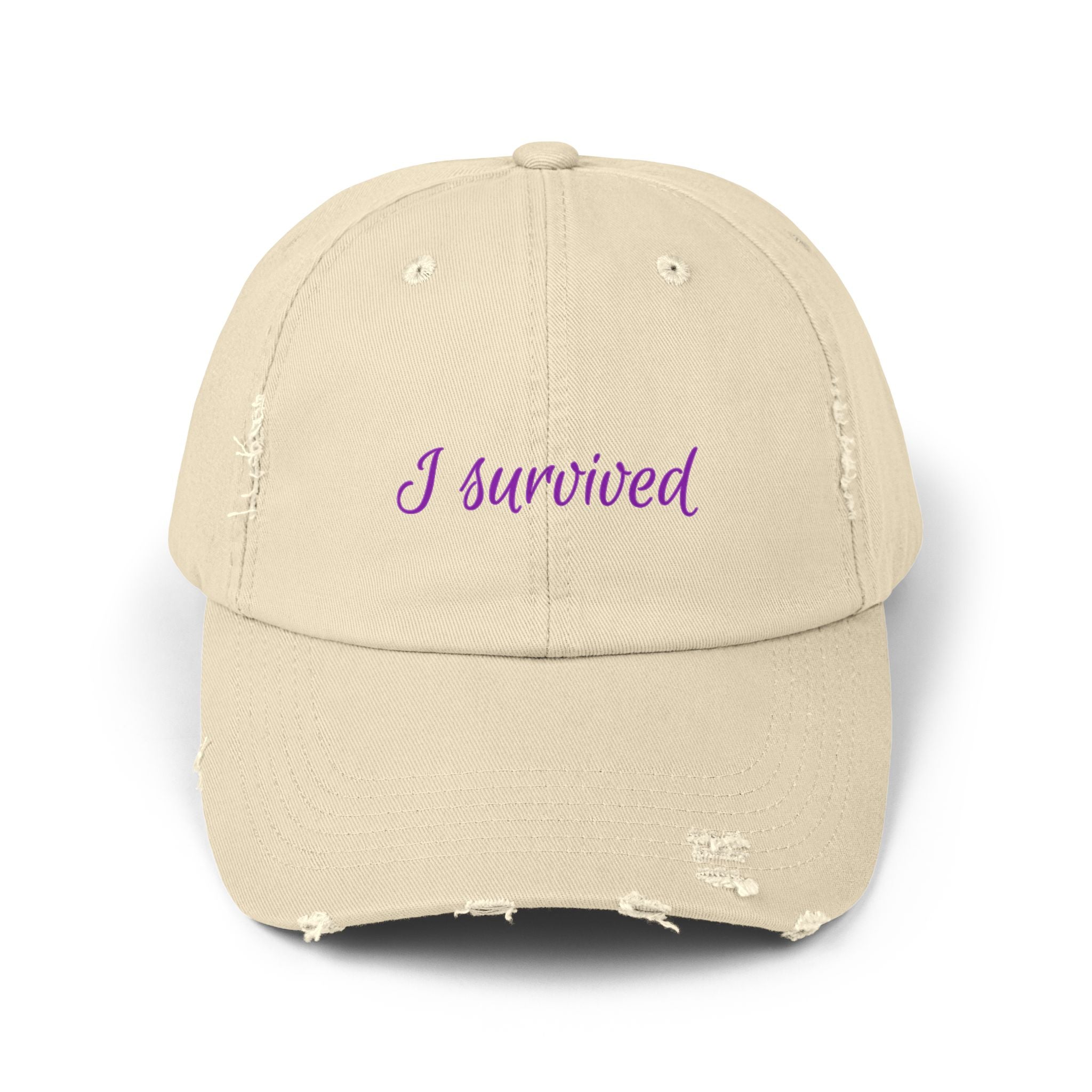“I Survived” Distressed Cap — Survivor Baseball Hat for Women