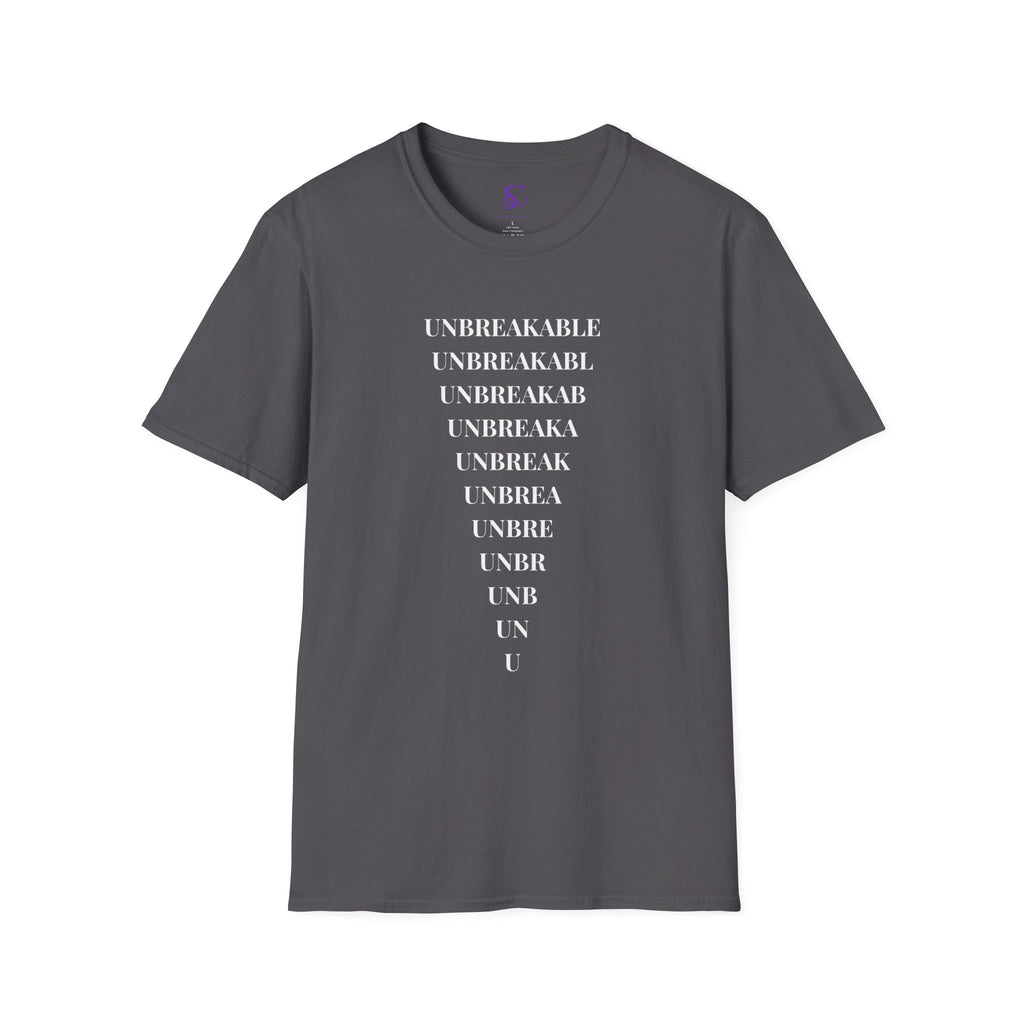 "Unbreakable" Vertical Fade T-Shirt — Motivational Typography Tee