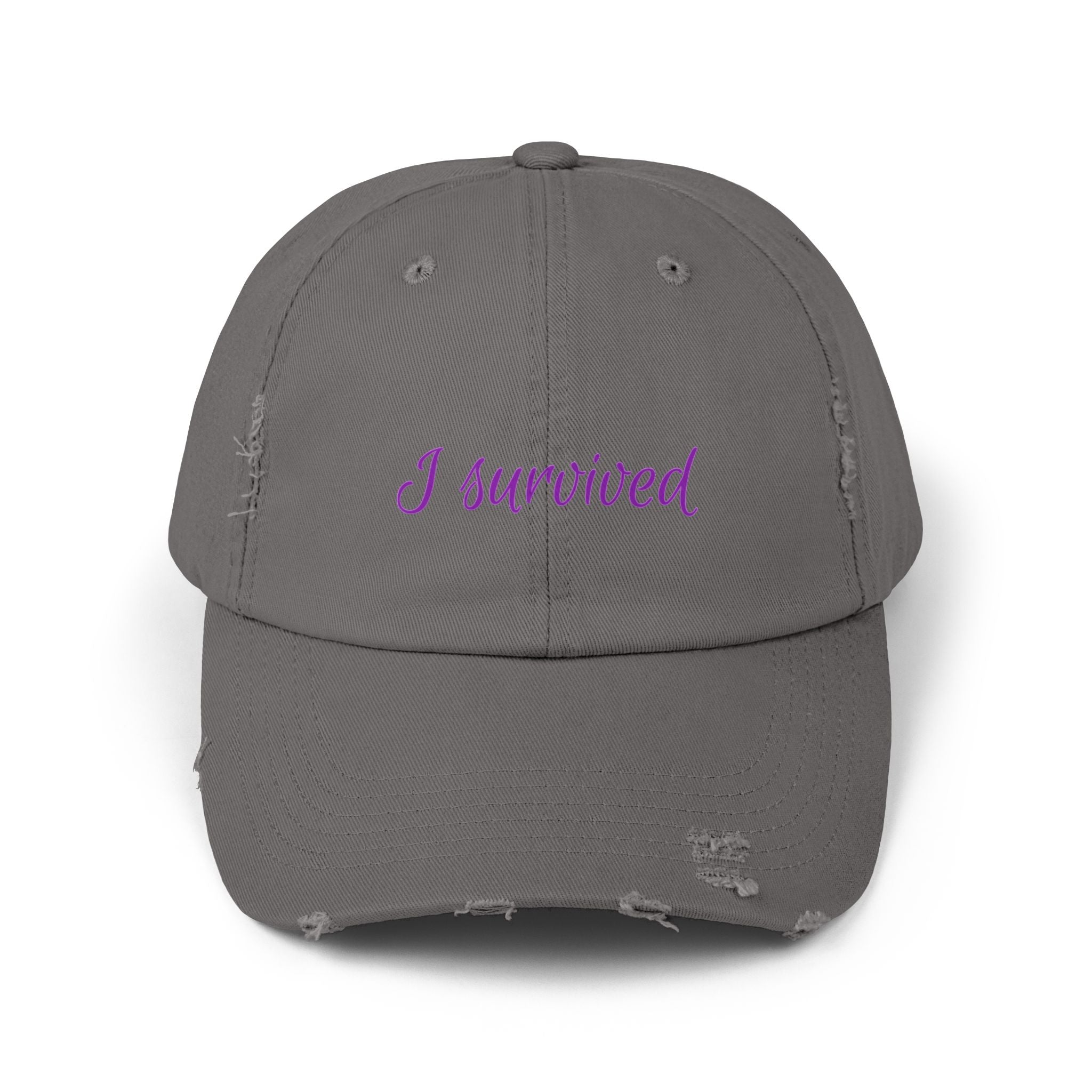 “I Survived” Distressed Cap — Survivor Baseball Hat for Women