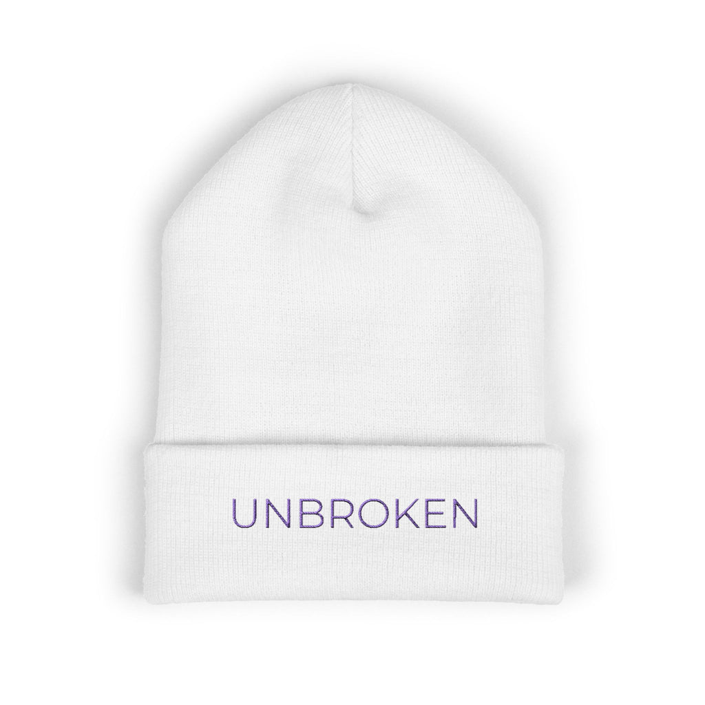 “Unbroken” Beanie — Empowerment Winter Hat | Survivor Gift | Healing Apparel