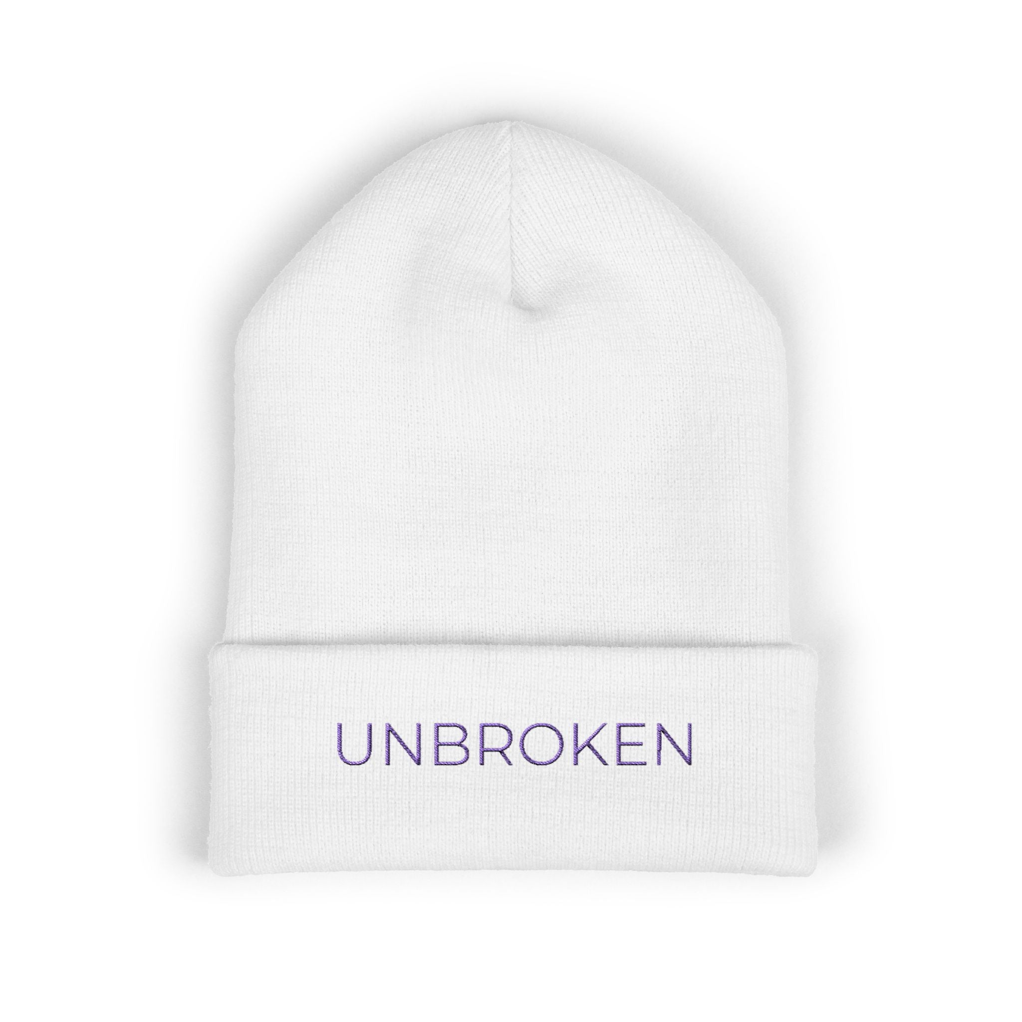 “Unbroken” Beanie — Empowerment Winter Hat | Survivor Gift | Healing Apparel