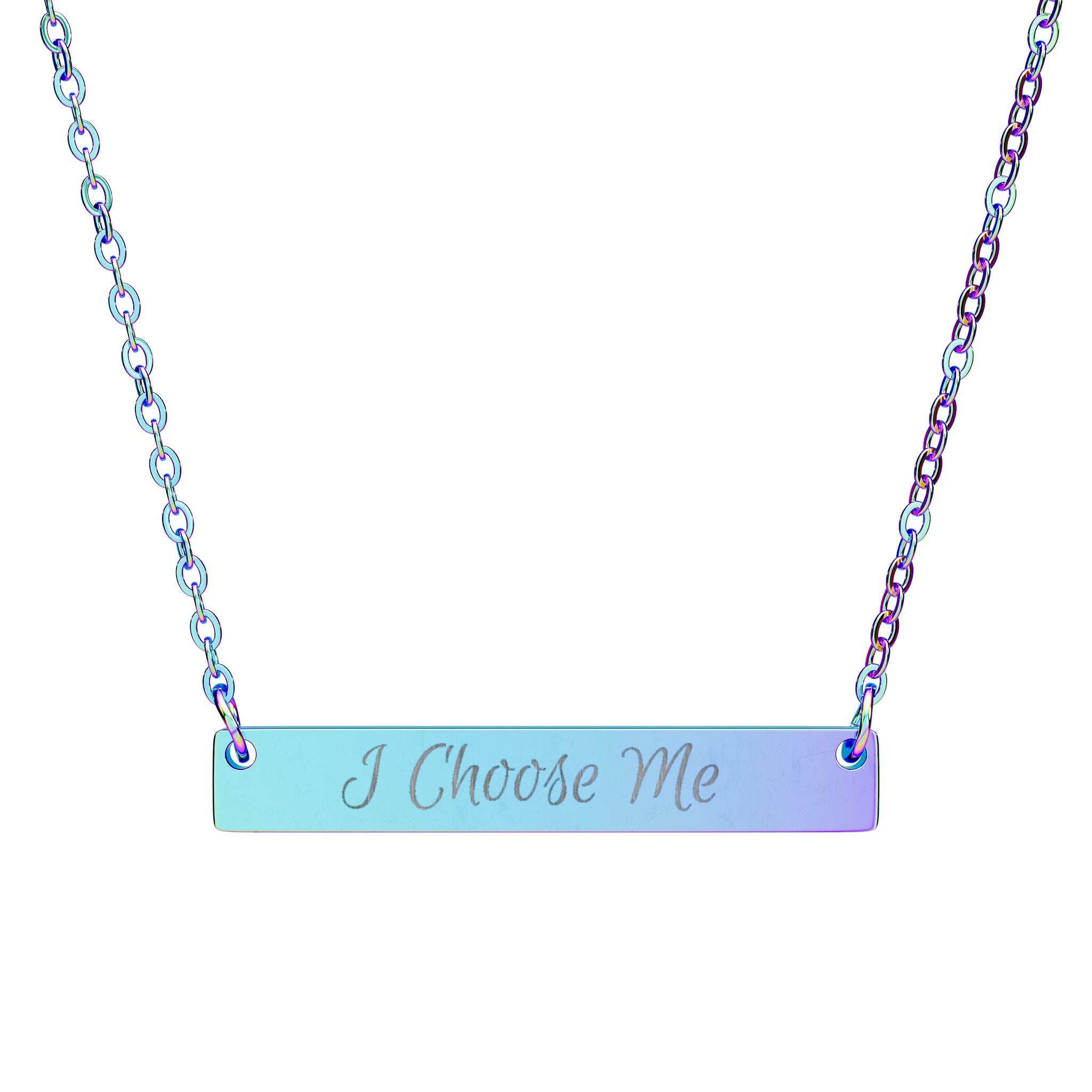 "I Choose Me" Engraved Horizontal Bar Necklace