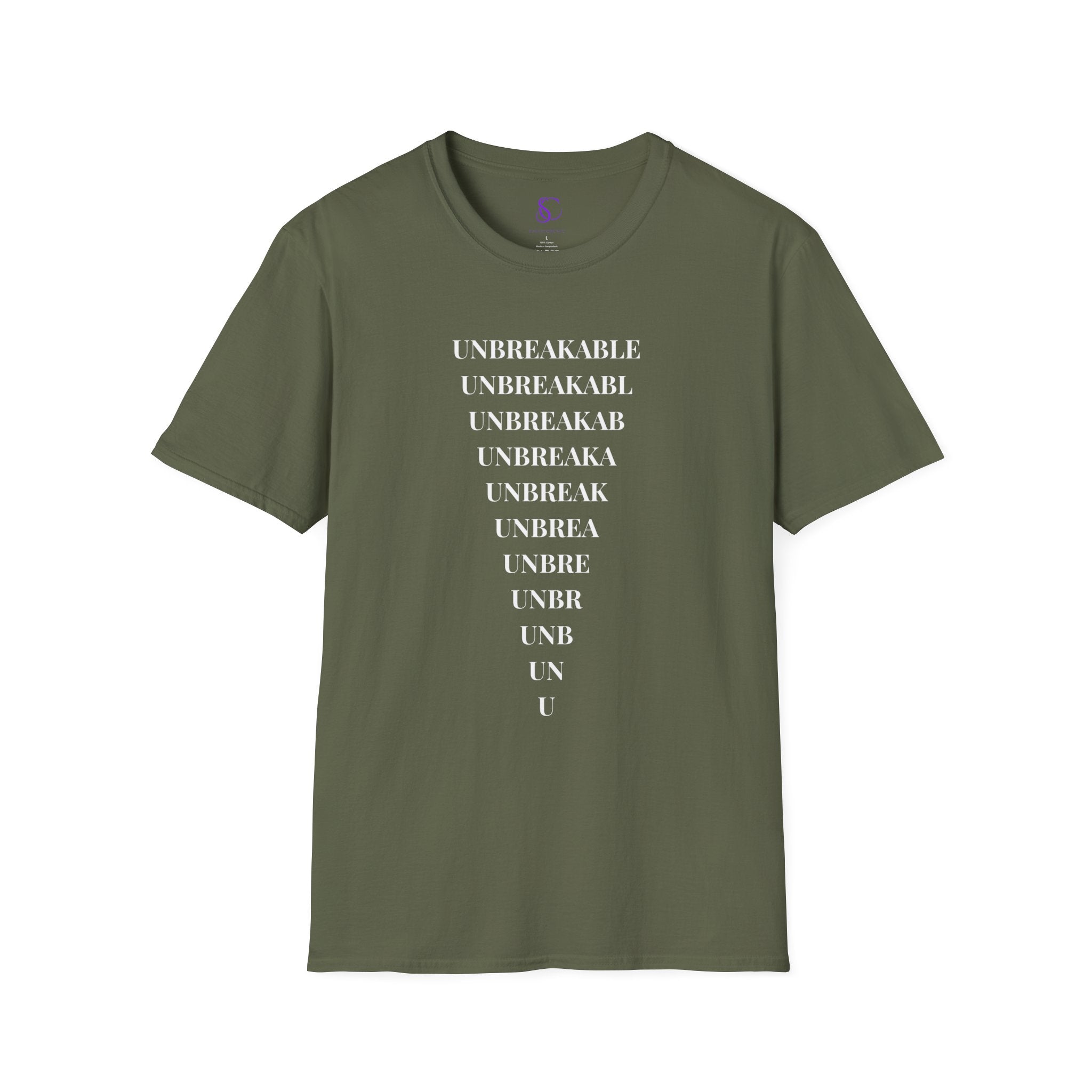 "Unbreakable" Vertical Fade T-Shirt — Motivational Typography Tee