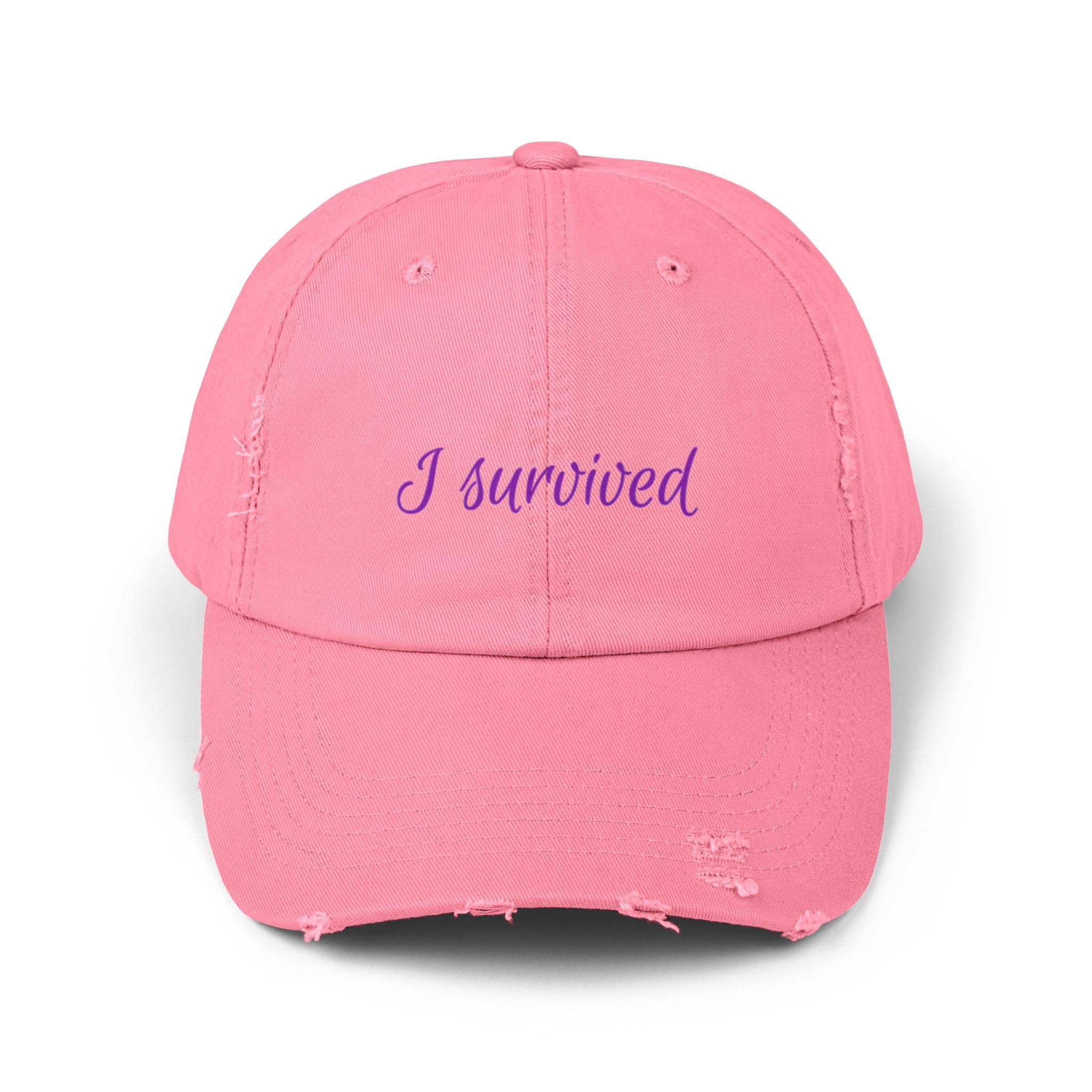 “I Survived” Distressed Cap — Survivor Baseball Hat for Women