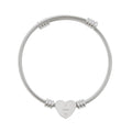 "I Choose Me" Engravable Heart Cuff Bracelet — Silver Cable Bangle