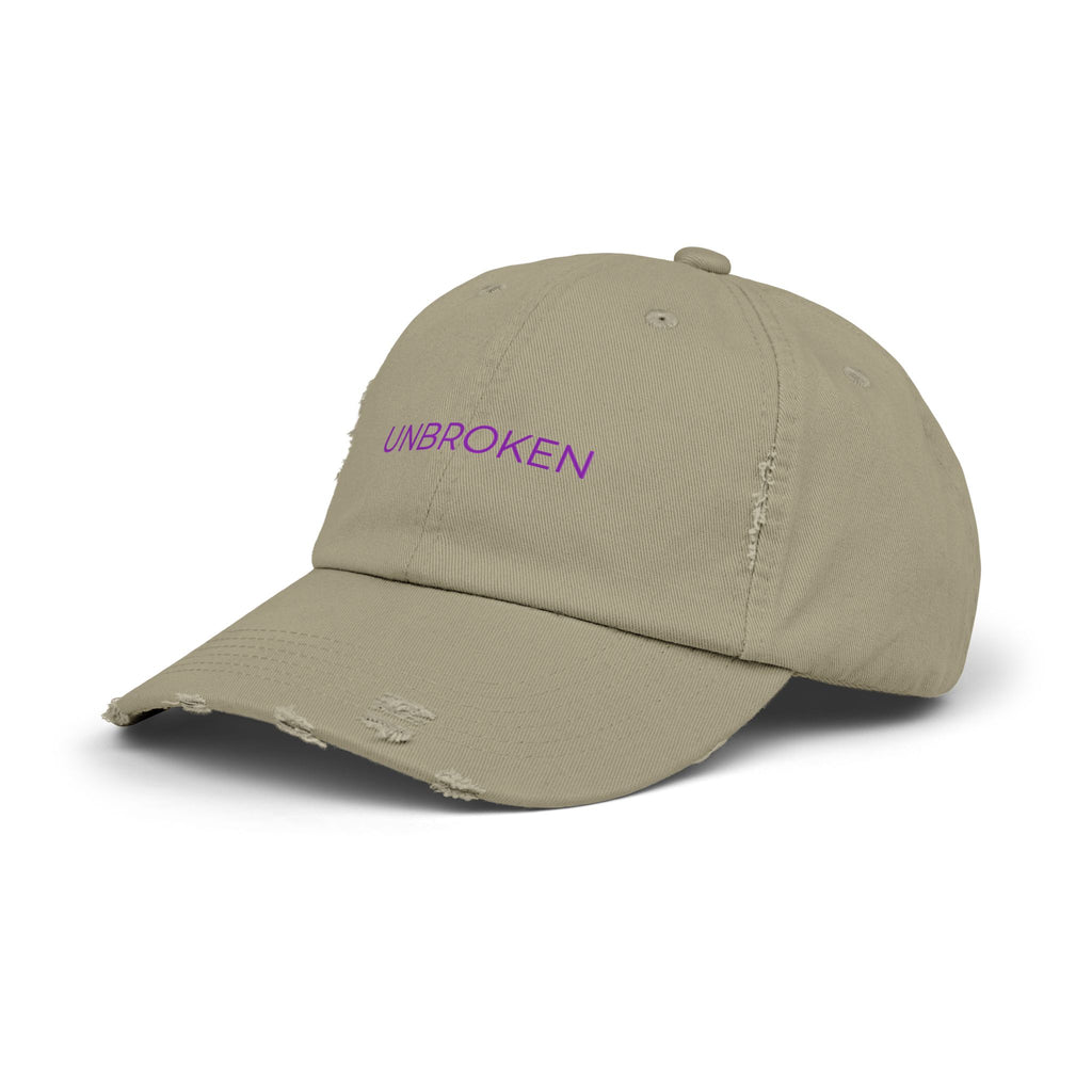 “UNBROKEN” Distressed Cap — Survivor Baseball Hat for Women | Empowering Fashion | Resilience Apparel