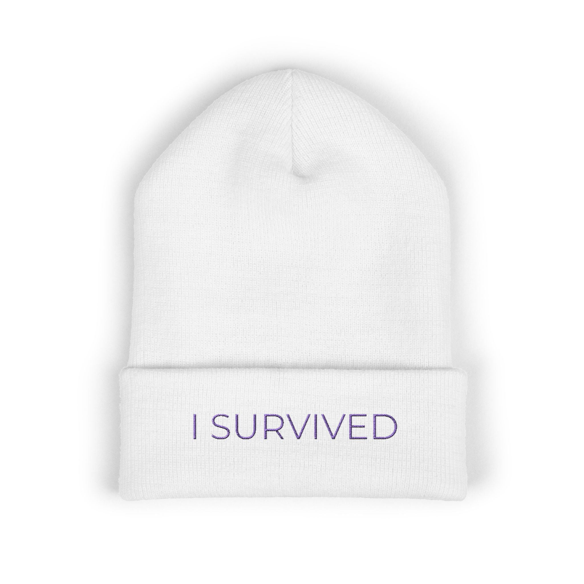 “I SURVIVED” Beanie — Empowerment Winter Hat | Survivor Gift for Women | Healing Apparel