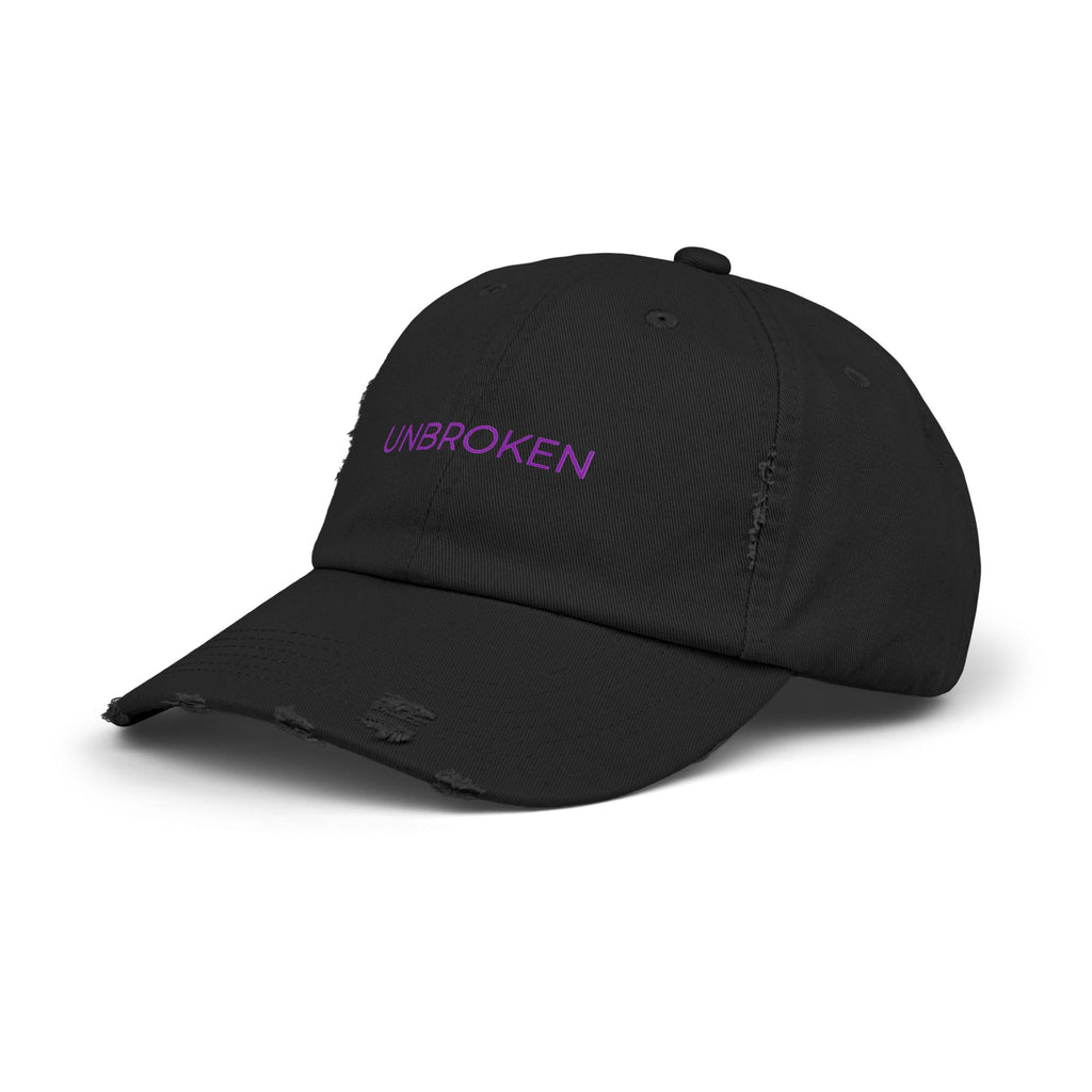 “UNBROKEN” Distressed Cap — Survivor Baseball Hat for Women | Empowering Fashion | Resilience Apparel