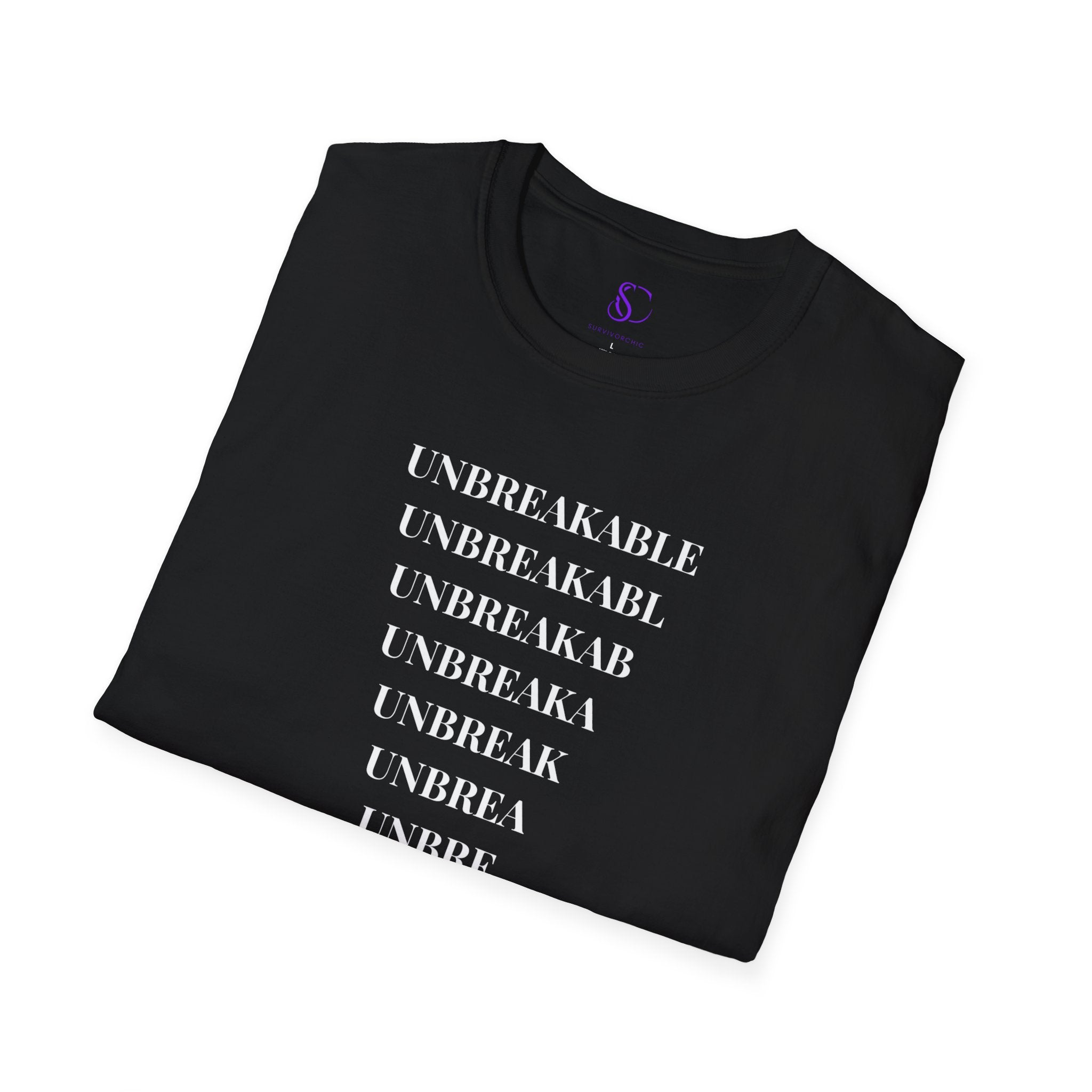 "Unbreakable" Vertical Fade T-Shirt — Motivational Typography Tee