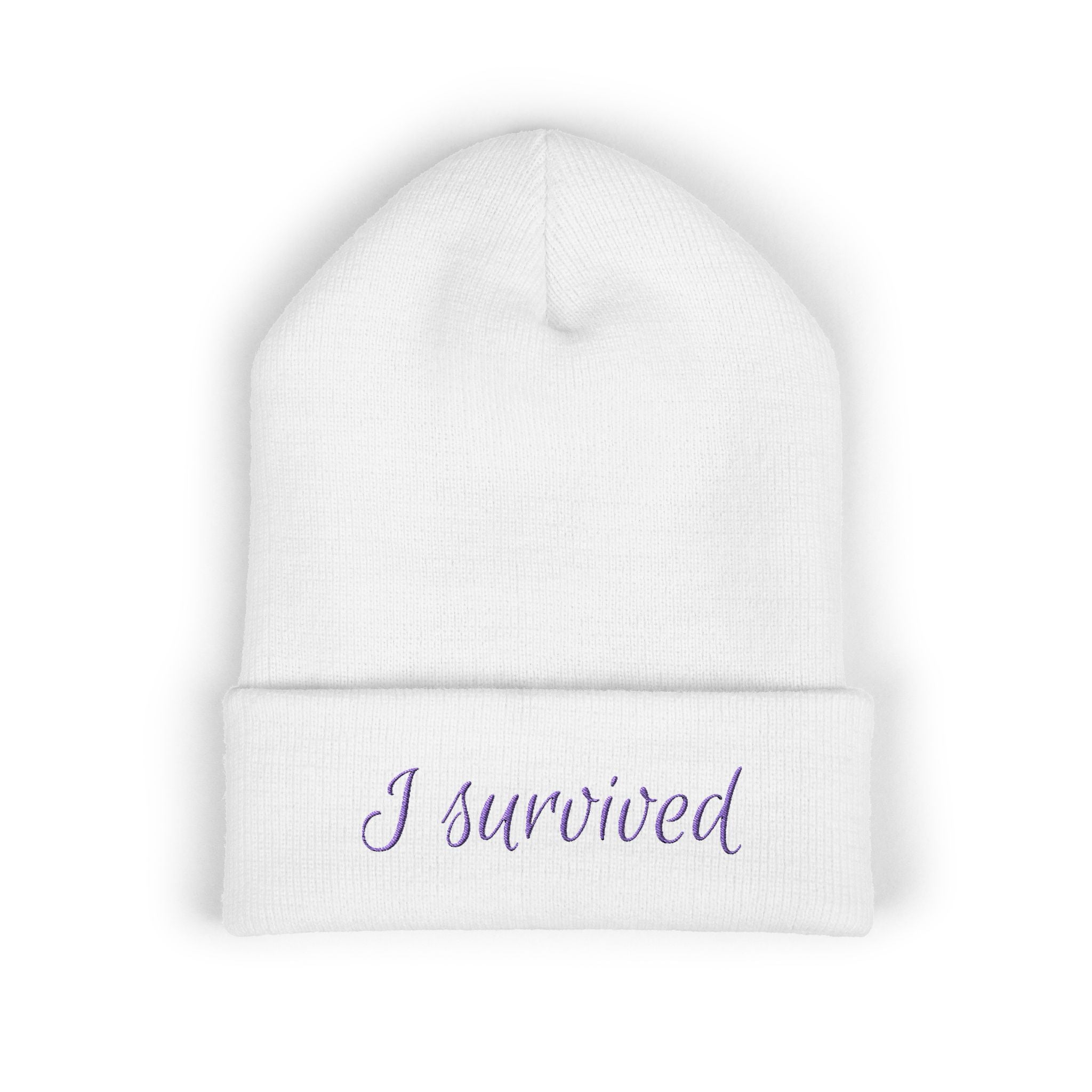 “I Survived” Beanie — Empowerment Winter Hat | Survivor Gift for Women | Healing Apparel
