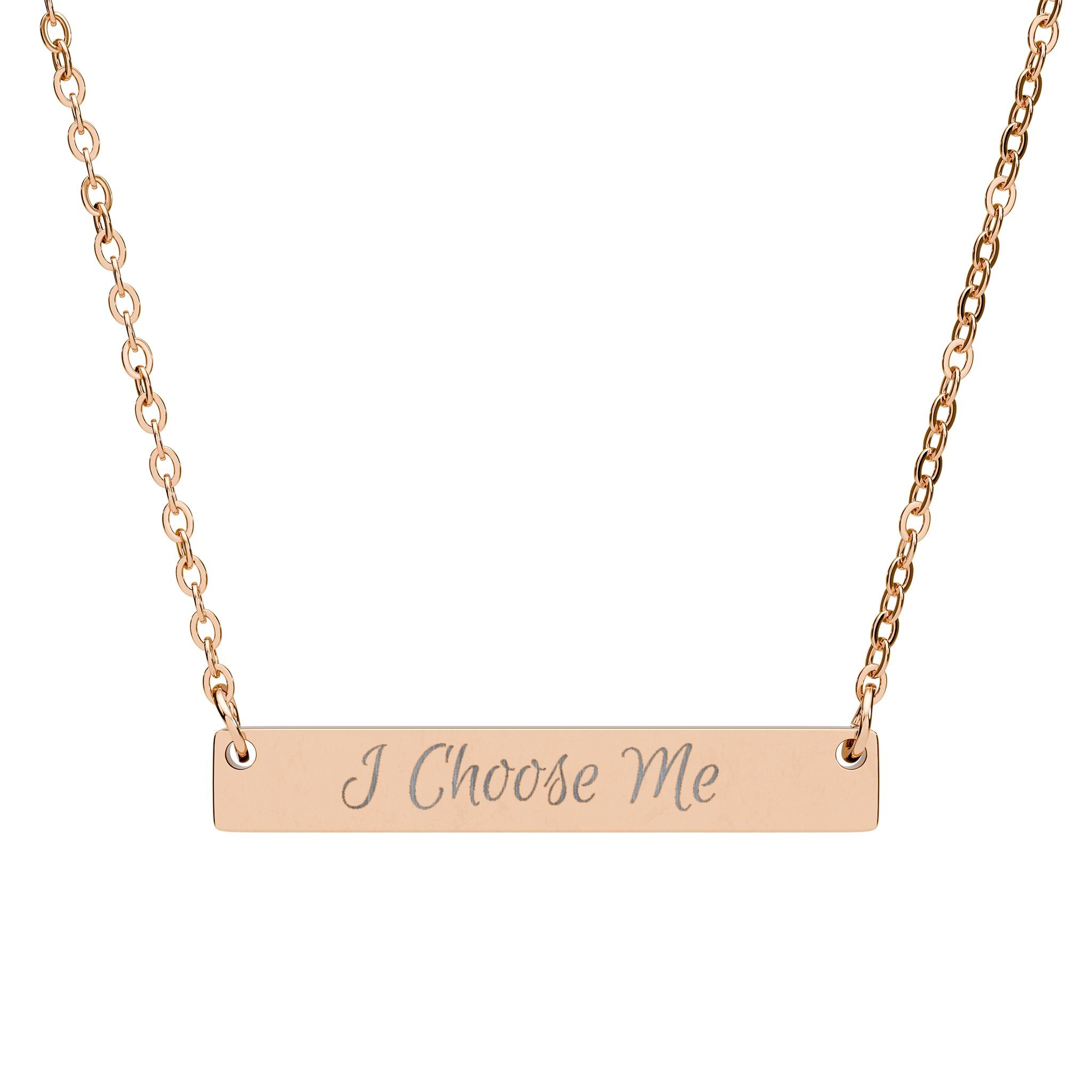 "I Choose Me" Engraved Horizontal Bar Necklace
