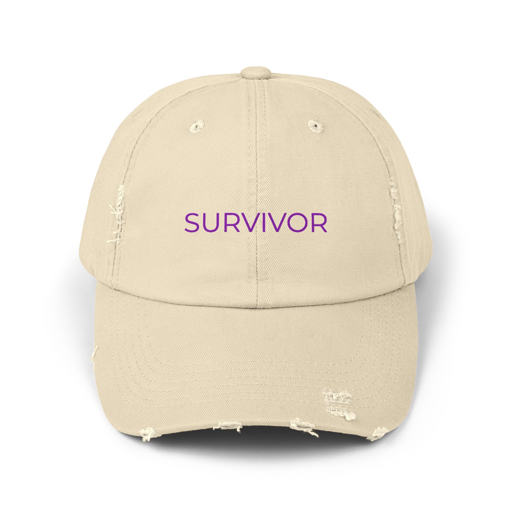 “SURVIVOR” Distressed Cap — Survivor Baseball Hat for Women | Empowering Fashion | Resilience Apparel