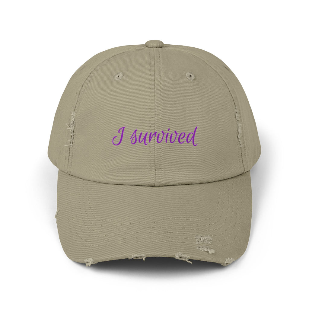 “I Survived” Distressed Cap — Survivor Baseball Hat for Women