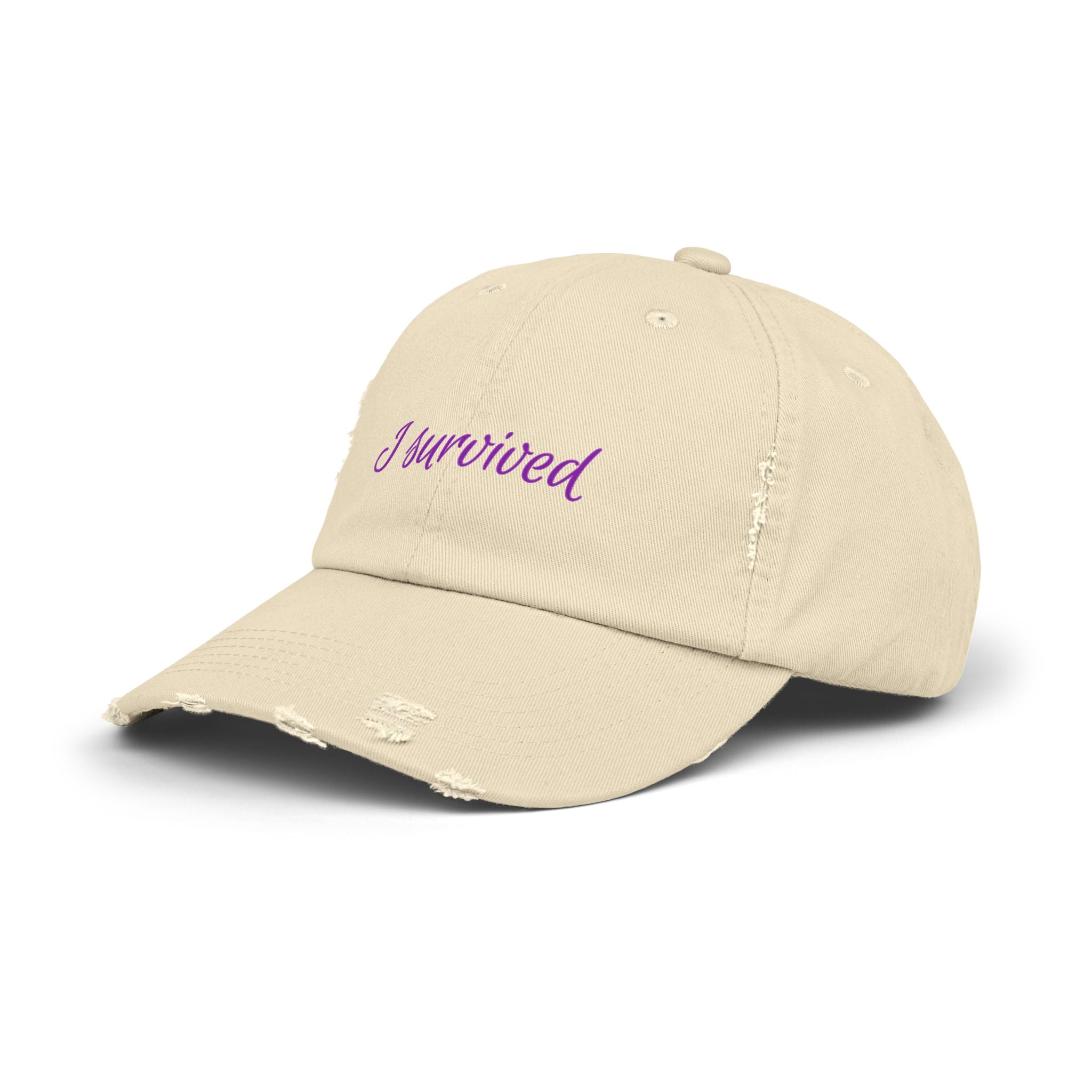 “I Survived” Distressed Cap — Survivor Baseball Hat for Women
