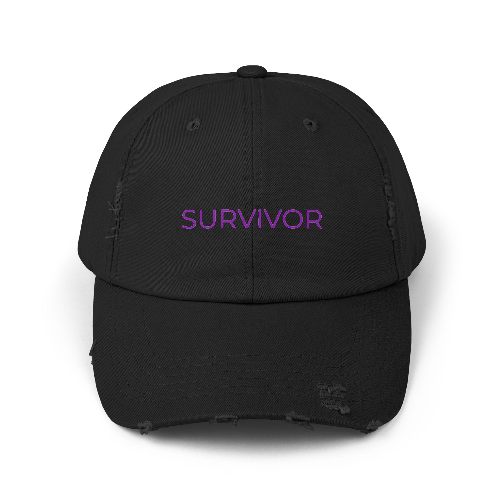 “SURVIVOR” Distressed Cap — Survivor Baseball Hat for Women | Empowering Fashion | Resilience Apparel