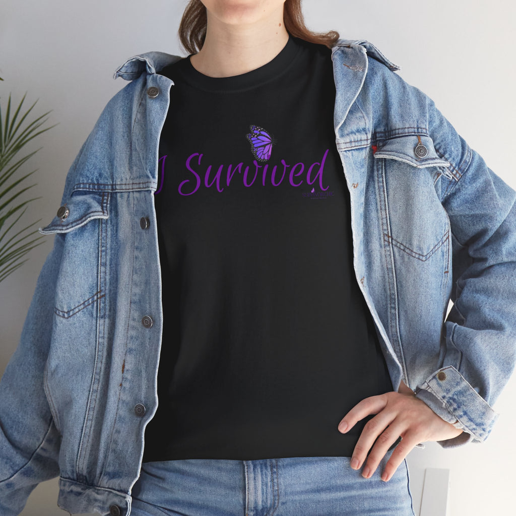 "I Survived" Butterfly Tee — Inspirational Shirt ("And So Can You")