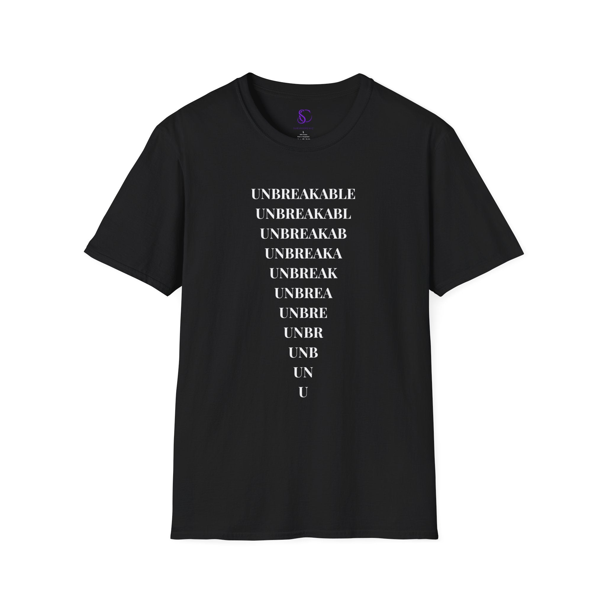 "Unbreakable" Vertical Fade T-Shirt — Motivational Typography Tee