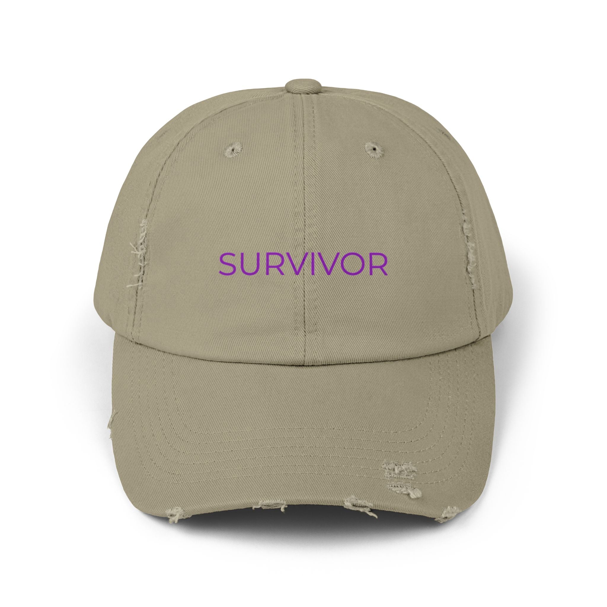 “SURVIVOR” Distressed Cap — Survivor Baseball Hat for Women | Empowering Fashion | Resilience Apparel