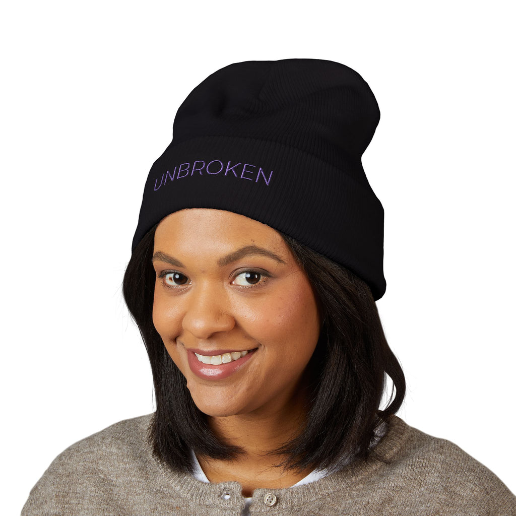 “Unbroken” Beanie — Empowerment Winter Hat | Survivor Gift | Healing Apparel