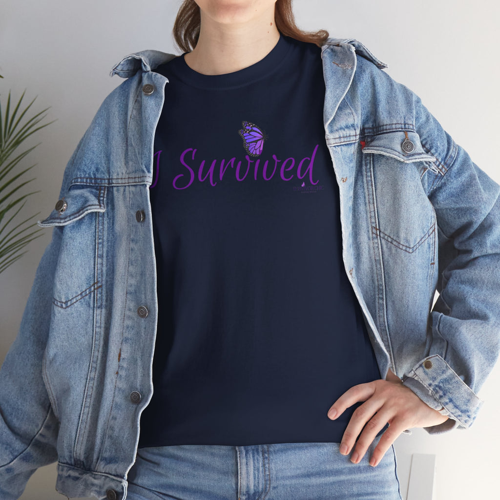 "I Survived" Butterfly Tee — Inspirational Shirt ("And So Can You")