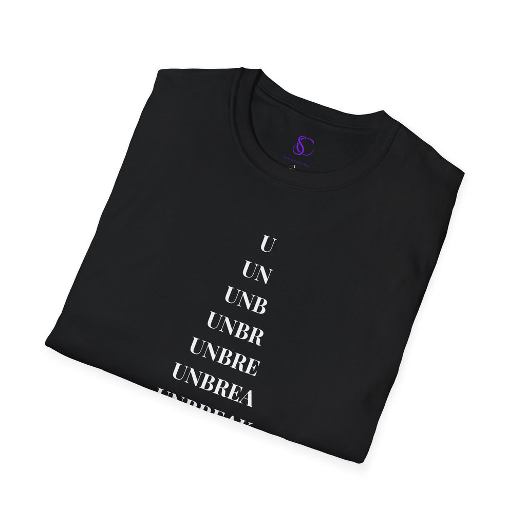 "Unbreakable" Letter‑by‑Letter Triangle T-Shirt — Motivational Typography Tee