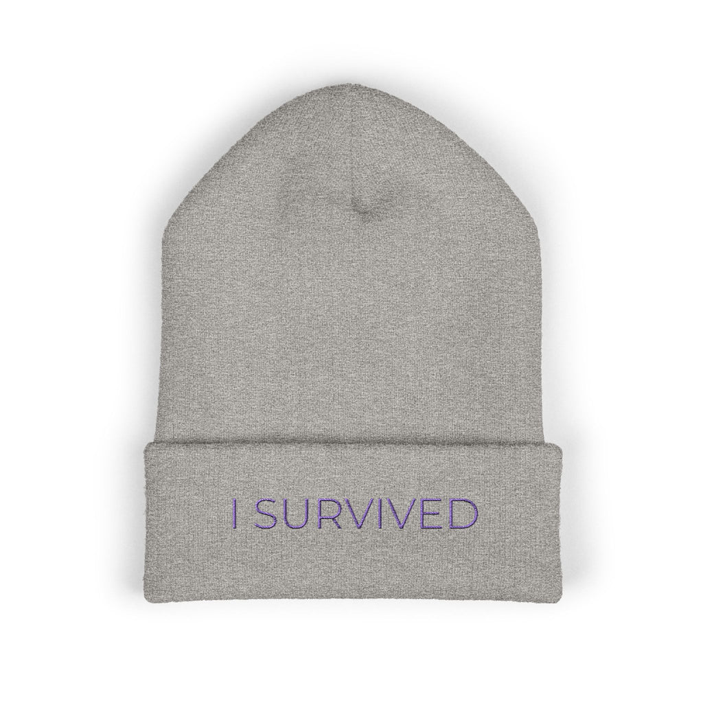“I SURVIVED” Beanie — Empowerment Winter Hat | Survivor Gift for Women | Healing Apparel