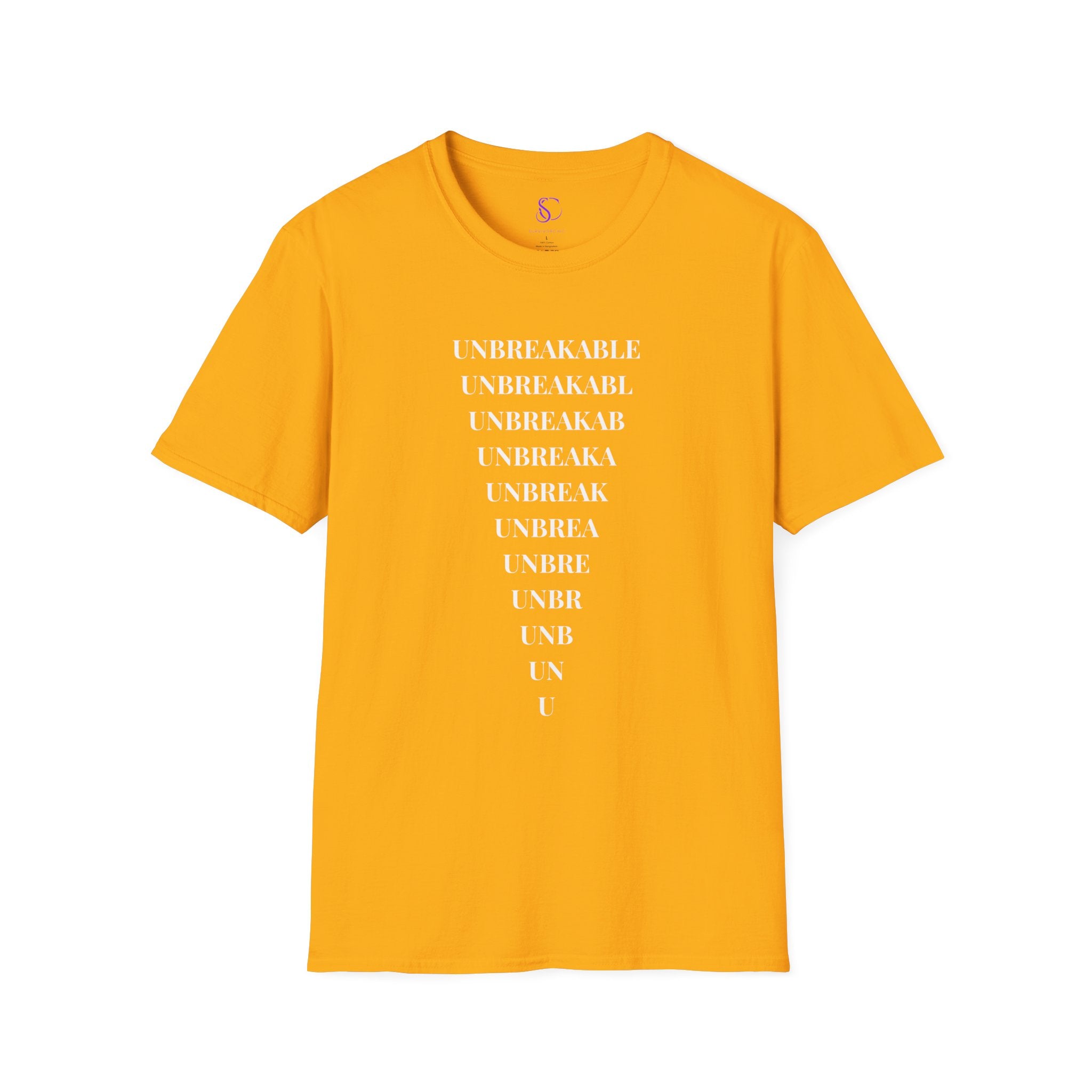 "Unbreakable" Vertical Fade T-Shirt — Motivational Typography Tee